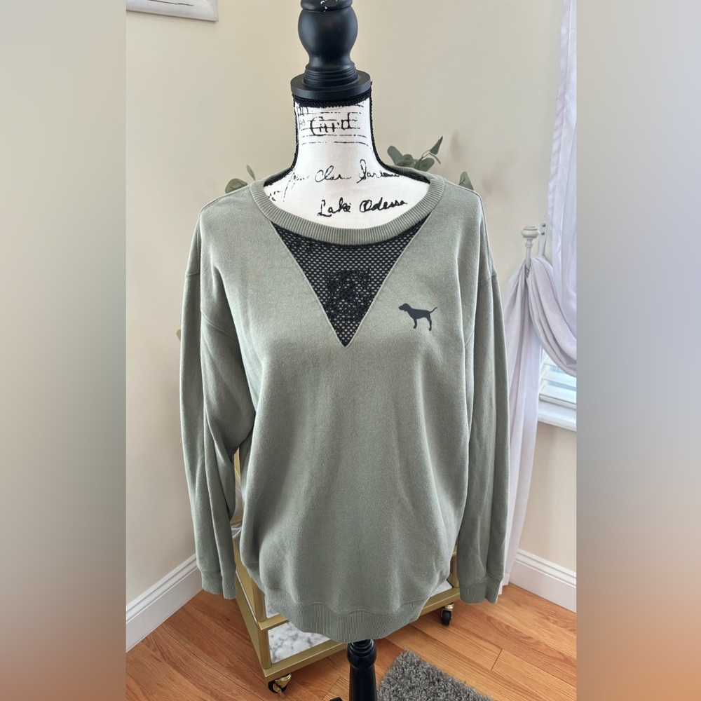 Women’s Olive Green Victoria Secret Pink Sweatshirt